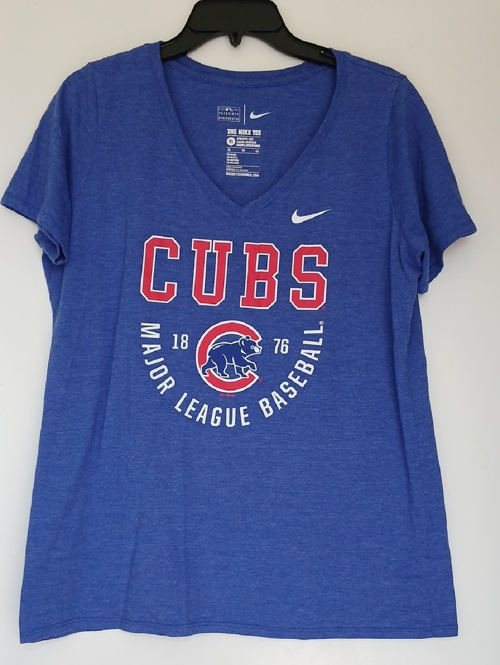 Nike Chicago Cubs Baseball Shirt Women’s XL Blue Red White V-Neck